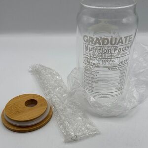 2025 Graduation Beverage Reusable Mason Jar Glass Cup with Straw